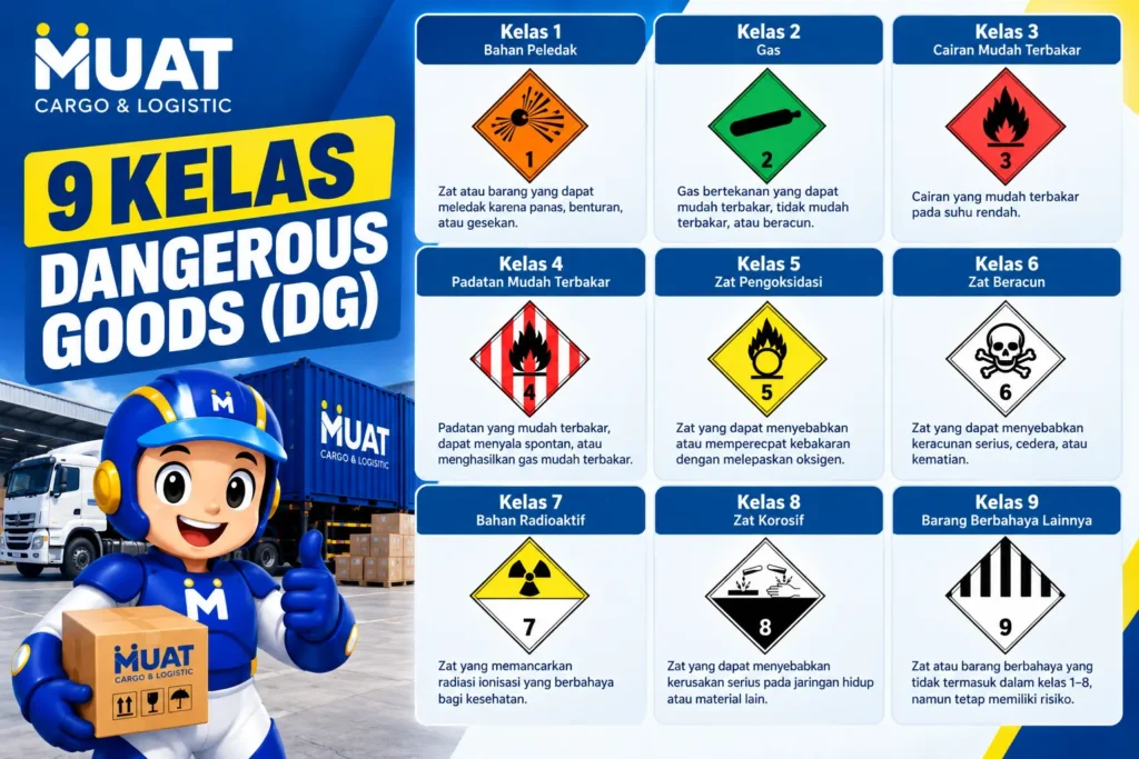 dangerous goods adalah, barang berbahaya, 9 kelas dangerous goods, klasifikasi DG, hidden dangerous goods, UN Number, DG vs B3