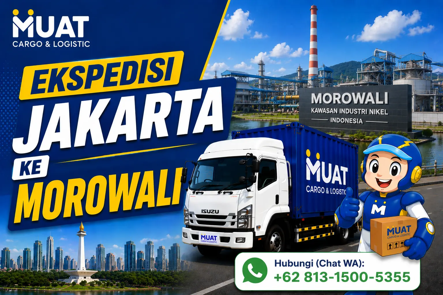 Truk cargo MUAT untuk pengiriman Jakarta ke Morowali