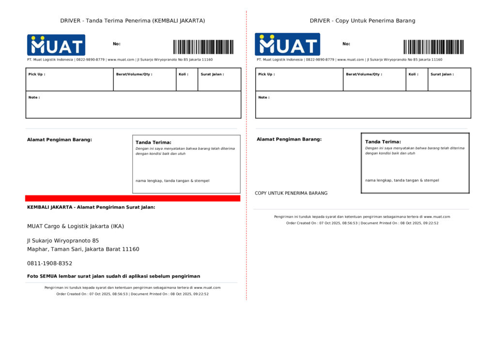 contoh surat jalan muat cargo