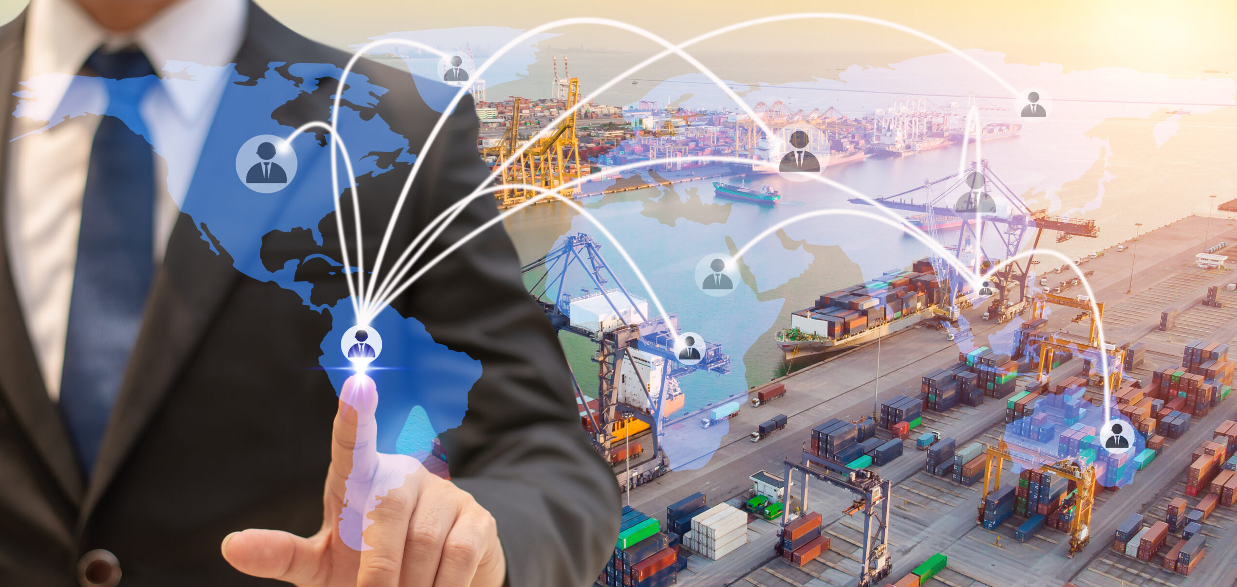 digital composite image businessman touching icon harbor scaled e1774859938542