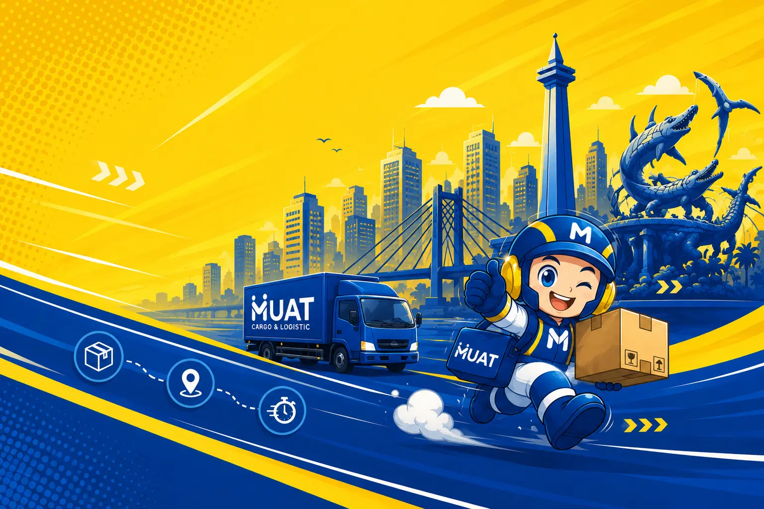 Visual layanan ekspedisi Jakarta Surabaya MUAT Cargo