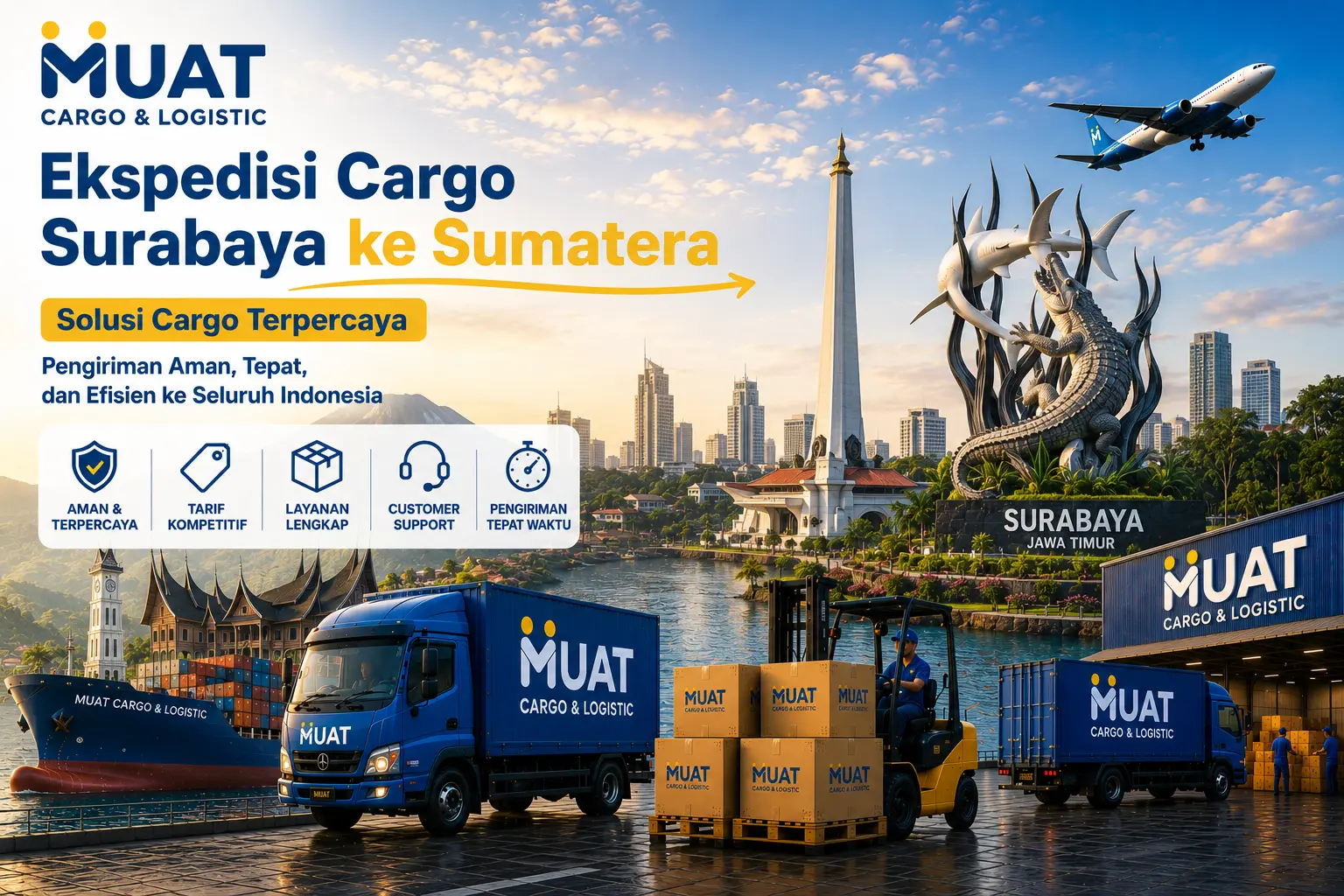 Ekspedisi Surabaya Sumatera untuk pengiriman cargo MUAT Cargo