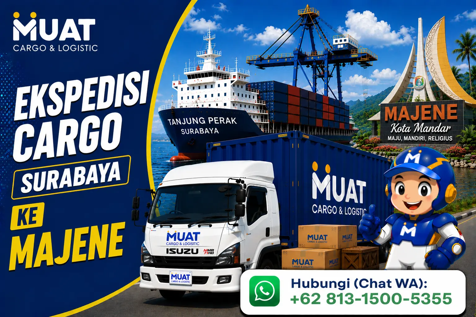 Ilustrasi layanan cargo Surabaya menuju Majene oleh MUAT Cargo