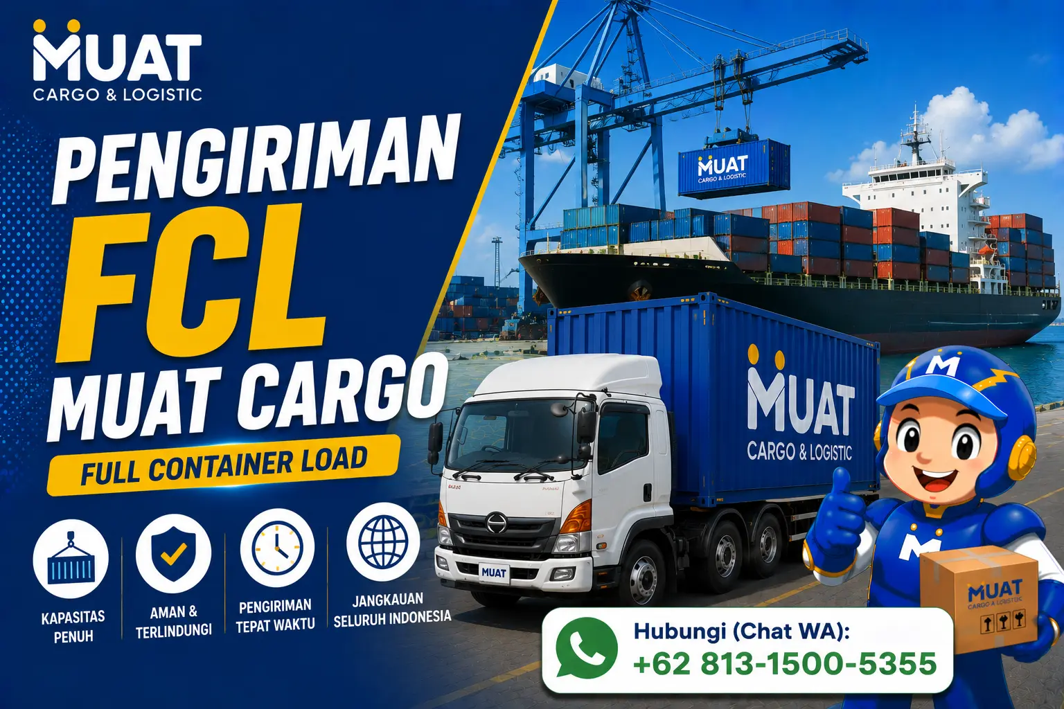 Visual layanan pengiriman FCL MUAT Cargo