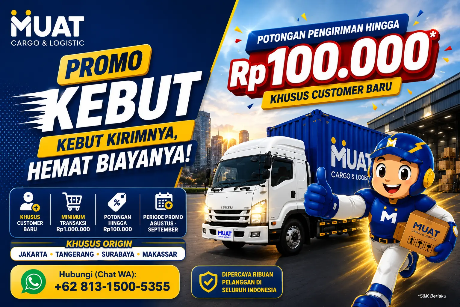 Promo Kebut MUAT Cargo, diskon pengiriman hingga Rp100.000 untuk customer baru