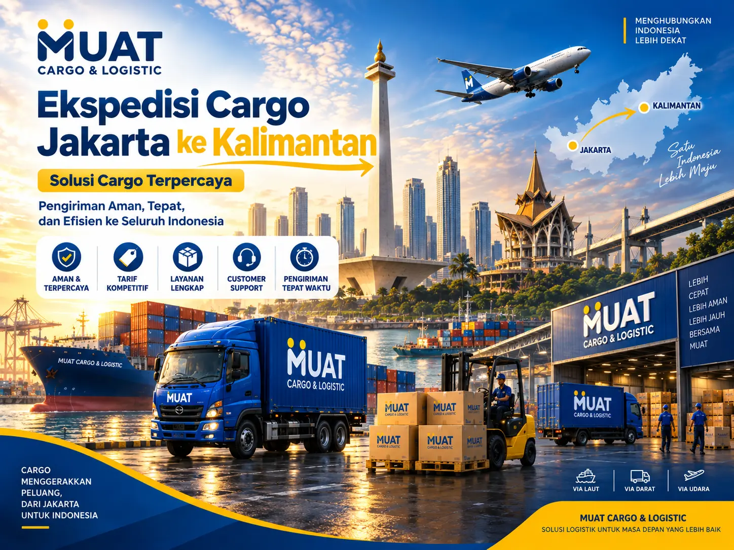 Ekspedisi Jakarta Kalimantan MUAT Cargo untuk pengiriman barang besar dan banyak koli