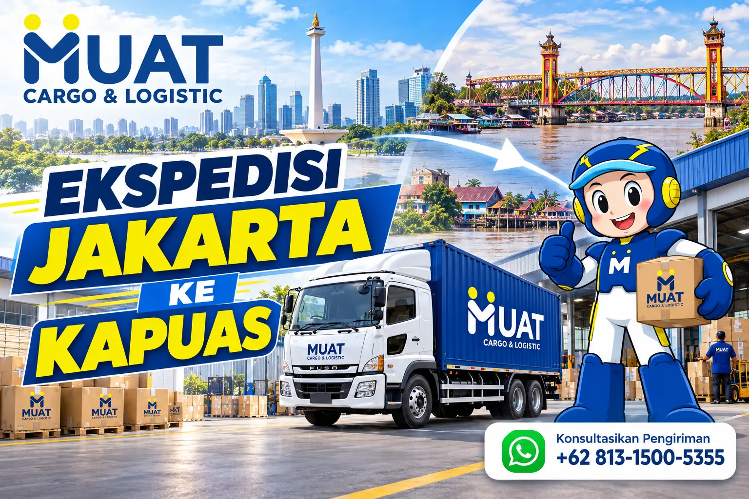 Ilustrasi layanan ekspedisi cargo dari Jakarta menuju Kabupaten Kapuas, Kalimantan Tengah bersama MUAT Cargo